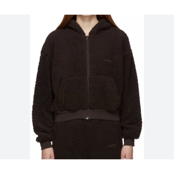 Skims Womens Brown Teddy Fleece Zip-Up Hoodie 3X - Picture 1 of 10